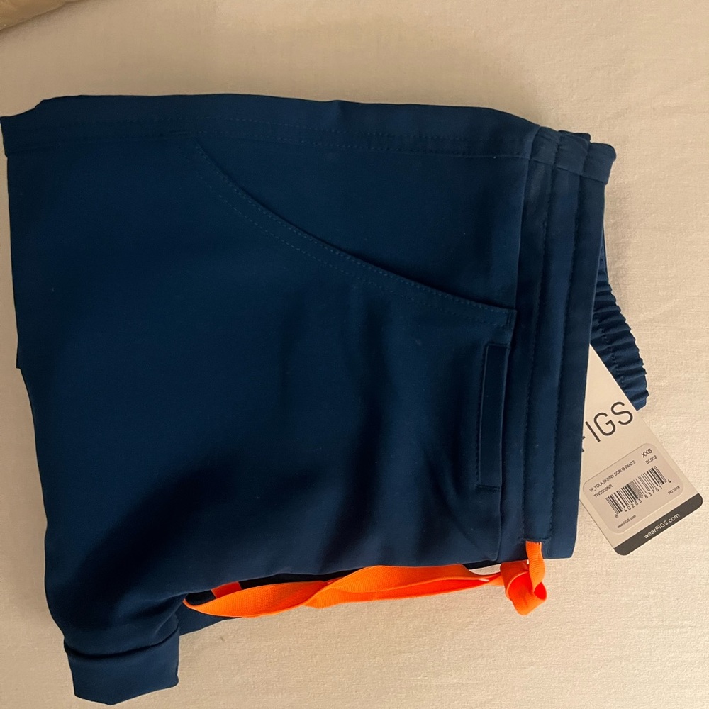 Figs Navy Kids Joggers with Orange Drawstring